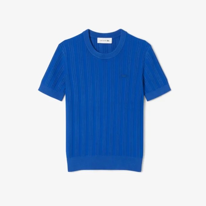 Maglione da donna a maniche corte in maglia a costine Maglione da donna a maniche corte in maglia a costine