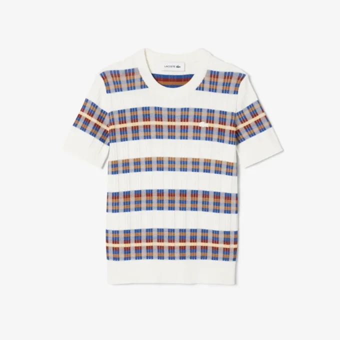 Maglione da donna a maniche corte in maglia a costine Maglione da donna a maniche corte in maglia a costine