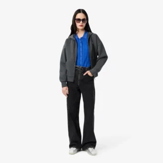 Maglione da donna con collo a polo in maglia a coste