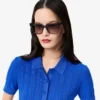 Maglione da donna con collo a polo in maglia a coste Maglione da donna con collo a polo in maglia a coste