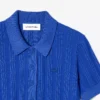 Maglione da donna con collo a polo in maglia a coste Maglione da donna con collo a polo in maglia a coste