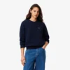 Maglione da donna in cotone a vestibilità comoda con collo a giro Maglione da donna in cotone a vestibilità comoda con collo a giro