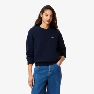 Maglione da donna in cotone a vestibilità comoda con collo a giro