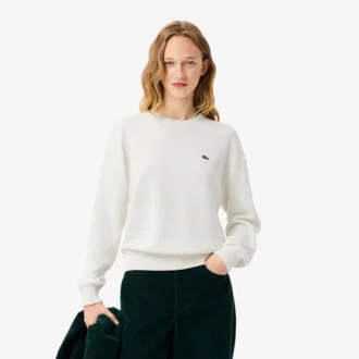 Maglione da donna in cotone con collo rotondo e vestibilità comoda