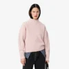 Maglione da donna in lana a collo alto con effetto patchwork Maglione da donna in lana a collo alto con effetto patchwork