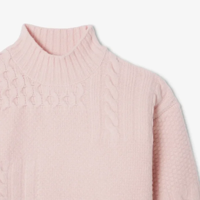Maglione da donna in lana a collo alto con effetto patchwork Maglione da donna in lana a collo alto con effetto patchwork