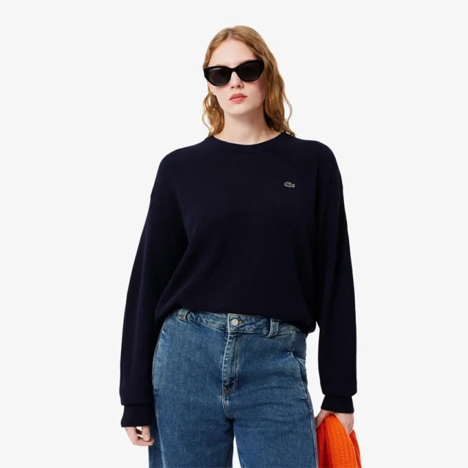 Maglione da donna in lana a maglia moss fit Maglione da donna in lana a maglia moss fit