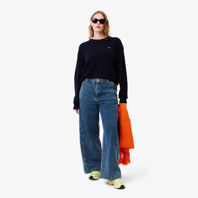Maglione da donna in lana a maglia moss fit Maglione da donna in lana a maglia moss fit