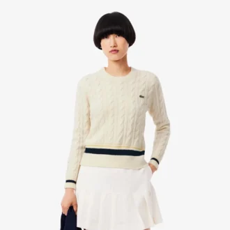 Maglione da donna in lana a trecce