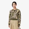 Maglione da donna in lana con collo rotondo e stampa grafica Maglione da donna in lana con collo rotondo e stampa grafica