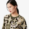 Maglione da donna in lana con collo rotondo e stampa grafica Maglione da donna in lana con collo rotondo e stampa grafica