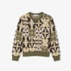 Maglione da donna in lana con collo rotondo e stampa grafica Maglione da donna in lana con collo rotondo e stampa grafica