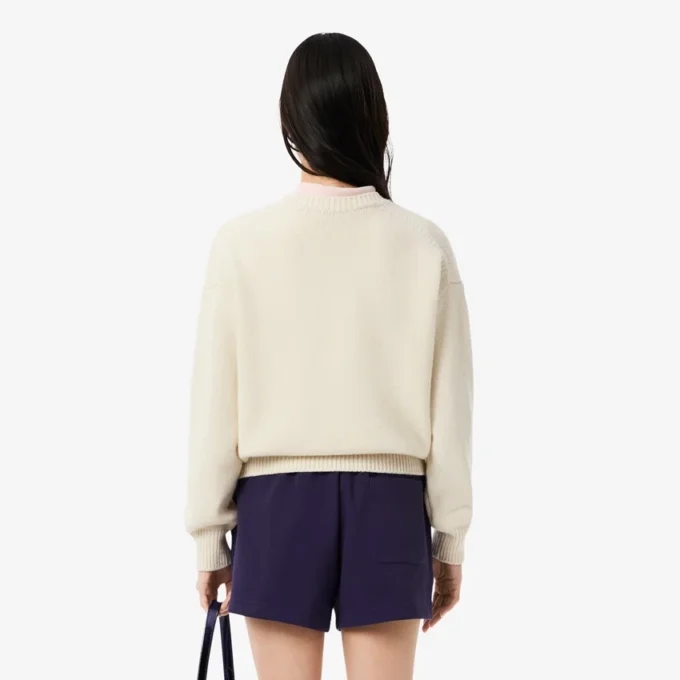 Maglione da donna in lana con intarsio del marchio Maglione da donna in lana con intarsio del marchio