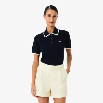 Maglione da golf da donna a maniche corte con collo a polo