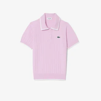 Maglione da golf da donna a maniche corte con collo a polo
