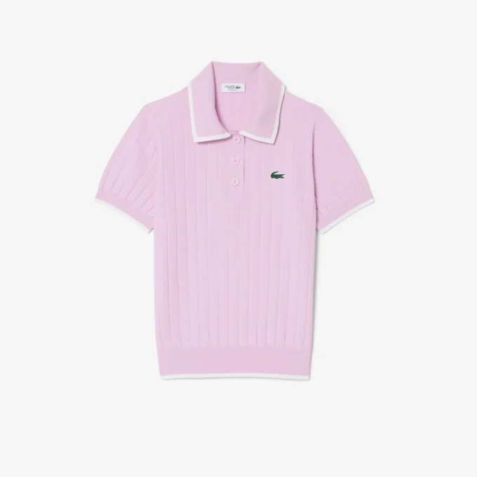 Maglione da golf da donna a maniche corte con collo a polo Maglione da golf da donna a maniche corte con collo a polo