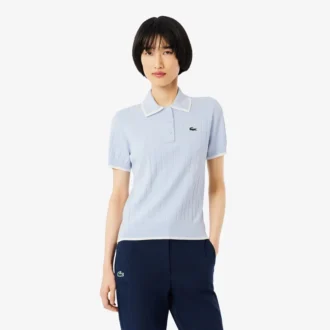 Maglione da golf da donna a maniche corte con collo a polo