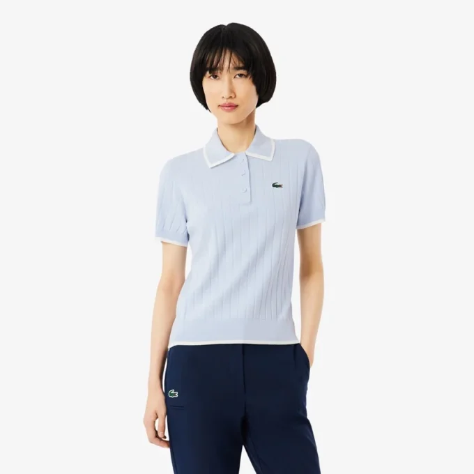 Maglione da golf da donna a maniche corte con collo a polo Maglione da golf da donna a maniche corte con collo a polo