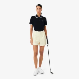 Maglione da golf da donna a maniche corte con collo a polo