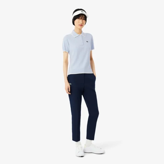 Maglione da golf da donna a maniche corte con collo a polo Maglione da golf da donna a maniche corte con collo a polo