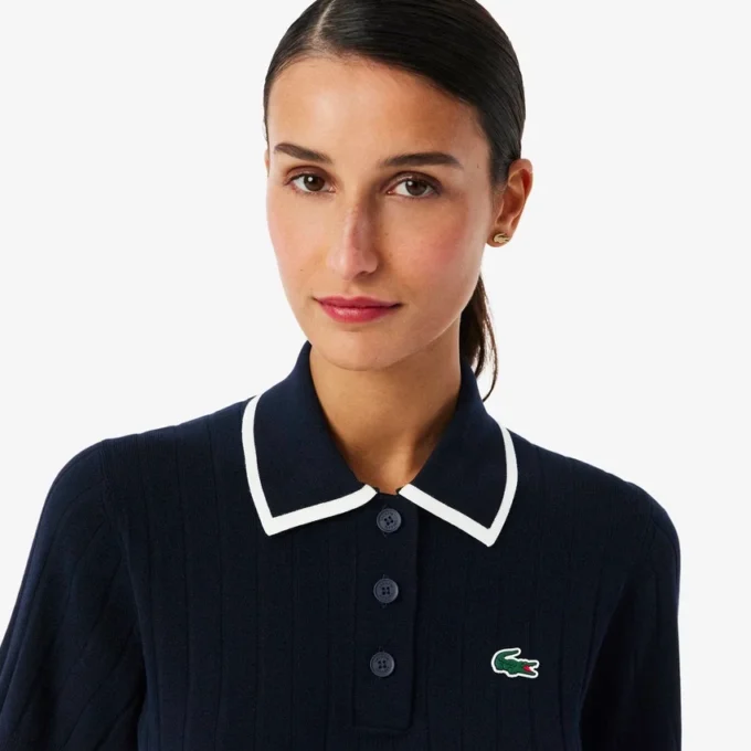 Maglione da golf da donna a maniche corte con collo a polo Maglione da golf da donna a maniche corte con collo a polo