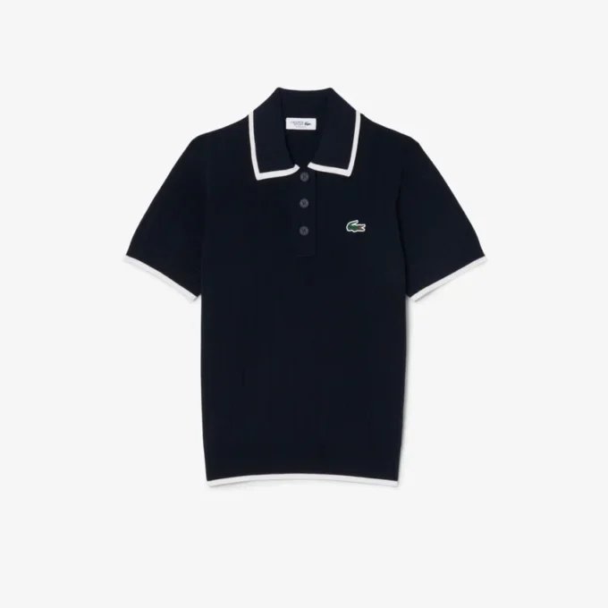 Maglione da golf da donna a maniche corte con collo a polo Maglione da golf da donna a maniche corte con collo a polo