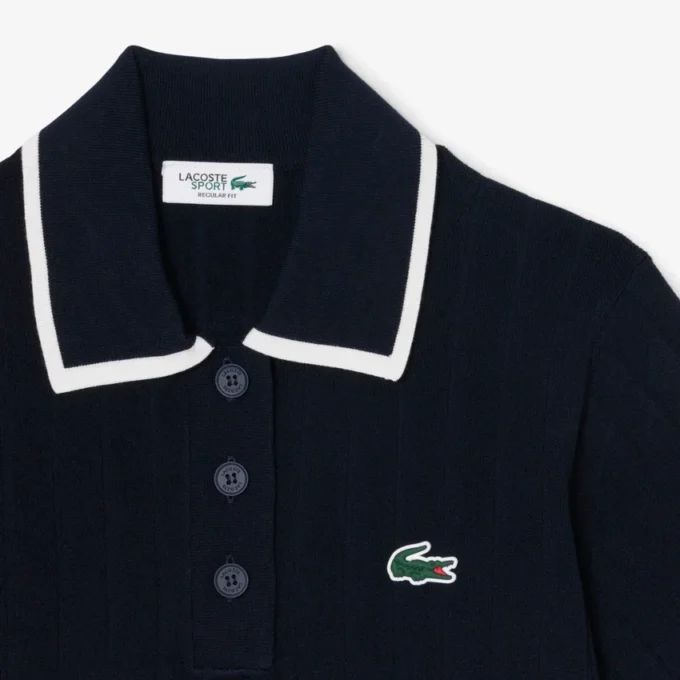Maglione da golf da donna a maniche corte con collo a polo Maglione da golf da donna a maniche corte con collo a polo