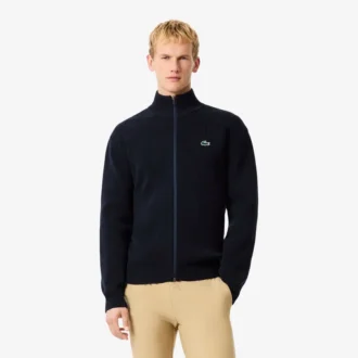 Maglione da golf da uomo in maglia a costine con zip