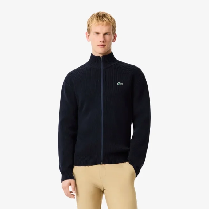 Maglione da golf da uomo in maglia a costine con zip Maglione da golf da uomo in maglia a costine con zip
