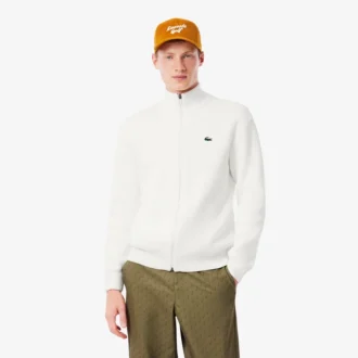 Maglione da golf da uomo in maglia a costine con zip
