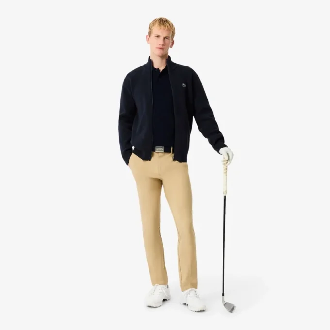 Maglione da golf da uomo in maglia a costine con zip Maglione da golf da uomo in maglia a costine con zip