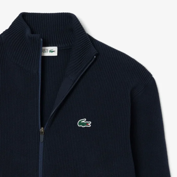 Maglione da golf da uomo in maglia a costine con zip Maglione da golf da uomo in maglia a costine con zip