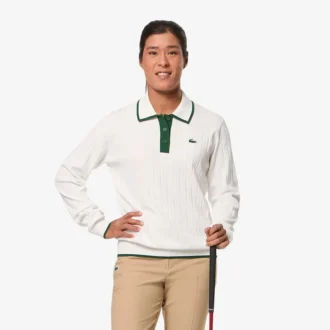 Maglione da golf elasticizzato con collo a polo da donna