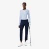 Maglione da golf elasticizzato con collo a polo da donna Maglione da golf elasticizzato con collo a polo da donna