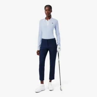 Maglione da golf elasticizzato con collo a polo da donna