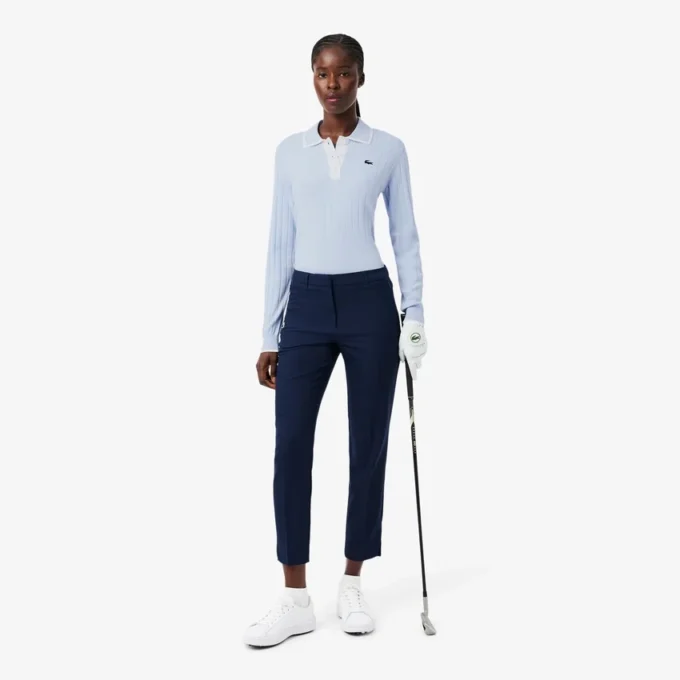 Maglione da golf elasticizzato con collo a polo da donna Maglione da golf elasticizzato con collo a polo da donna
