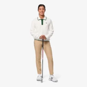 Maglione da golf elasticizzato con collo a polo da donna
