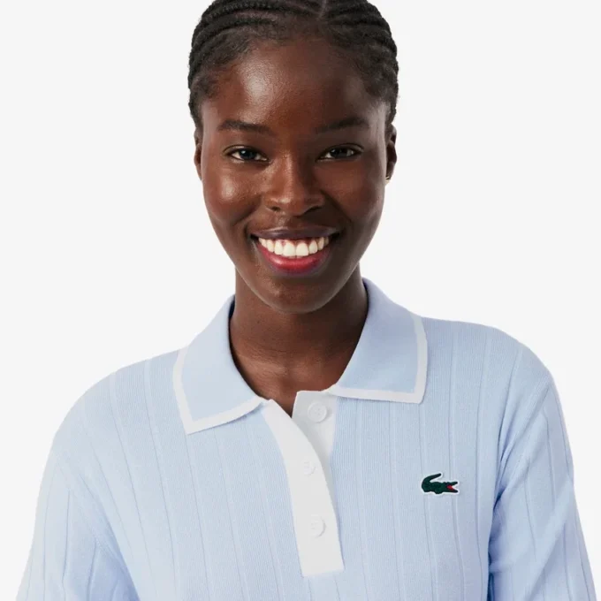 Maglione da golf elasticizzato con collo a polo da donna Maglione da golf elasticizzato con collo a polo da donna