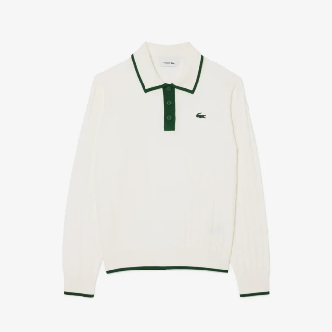 Maglione da golf elasticizzato con collo a polo da donna Maglione da golf elasticizzato con collo a polo da donna