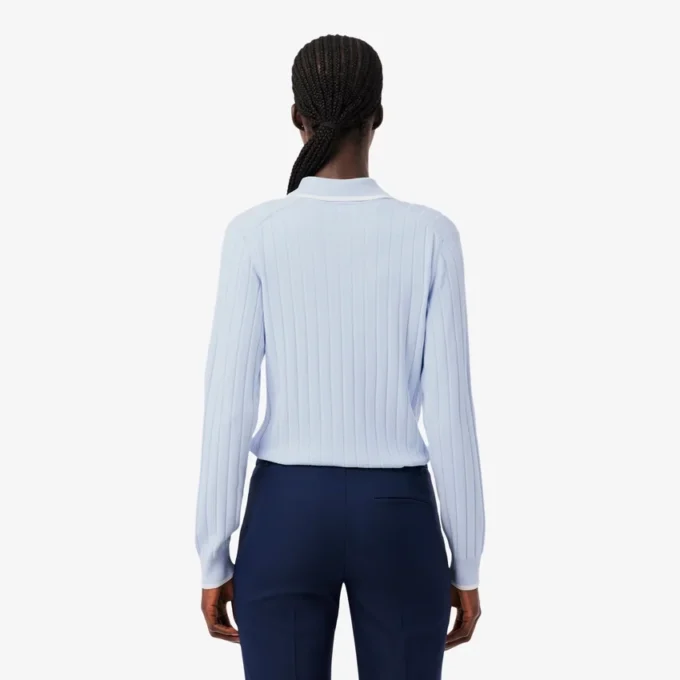 Maglione da golf elasticizzato con collo a polo da donna Maglione da golf elasticizzato con collo a polo da donna