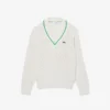 Maglione da tennis unisex a righe con scollo a V Maglione da tennis unisex a righe con scollo a V