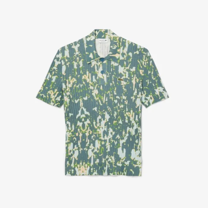Maglione da uomo a maniche corte con collo a polo e stampa grafica Maglione da uomo a maniche corte con collo a polo e stampa grafica