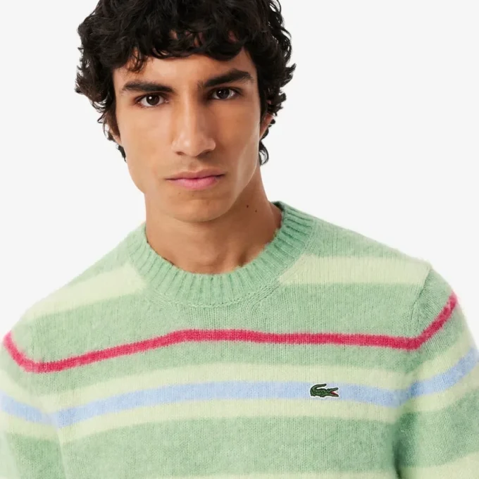 Maglione da uomo a righe in lana di alpaca Maglione da uomo a righe in lana di alpaca