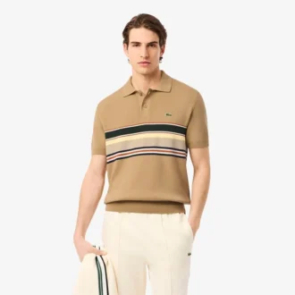 Maglione da uomo con colletto Polo a righe, prodotto in Francia