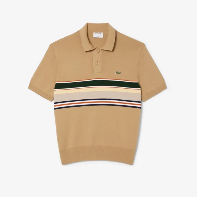 Maglione da uomo con colletto Polo a righe, prodotto in Francia Maglione da uomo con colletto Polo a righe, prodotto in Francia