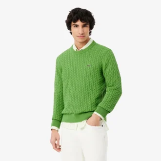 Maglione da uomo in cotone a trecce