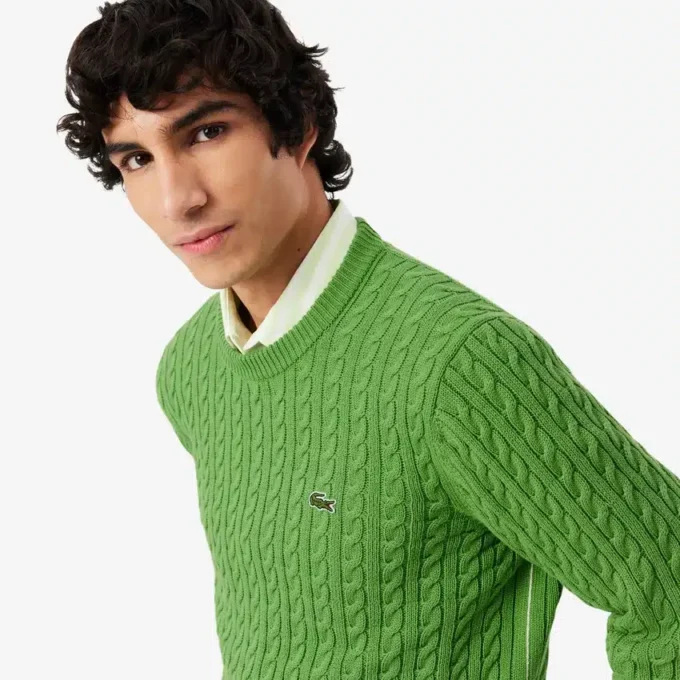 Maglione da uomo in cotone a trecce Maglione da uomo in cotone a trecce