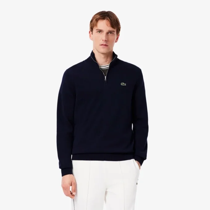 Maglione da uomo in cotone con collo alto e zip Maglione da uomo in cotone con collo alto e zip