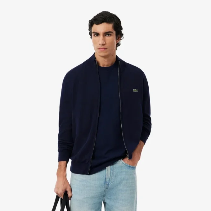 Maglione da uomo in cotone con collo alto e zip Maglione da uomo in cotone con collo alto e zip