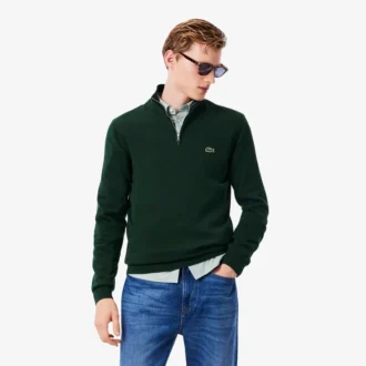 Maglione da uomo in cotone con collo alto e zip